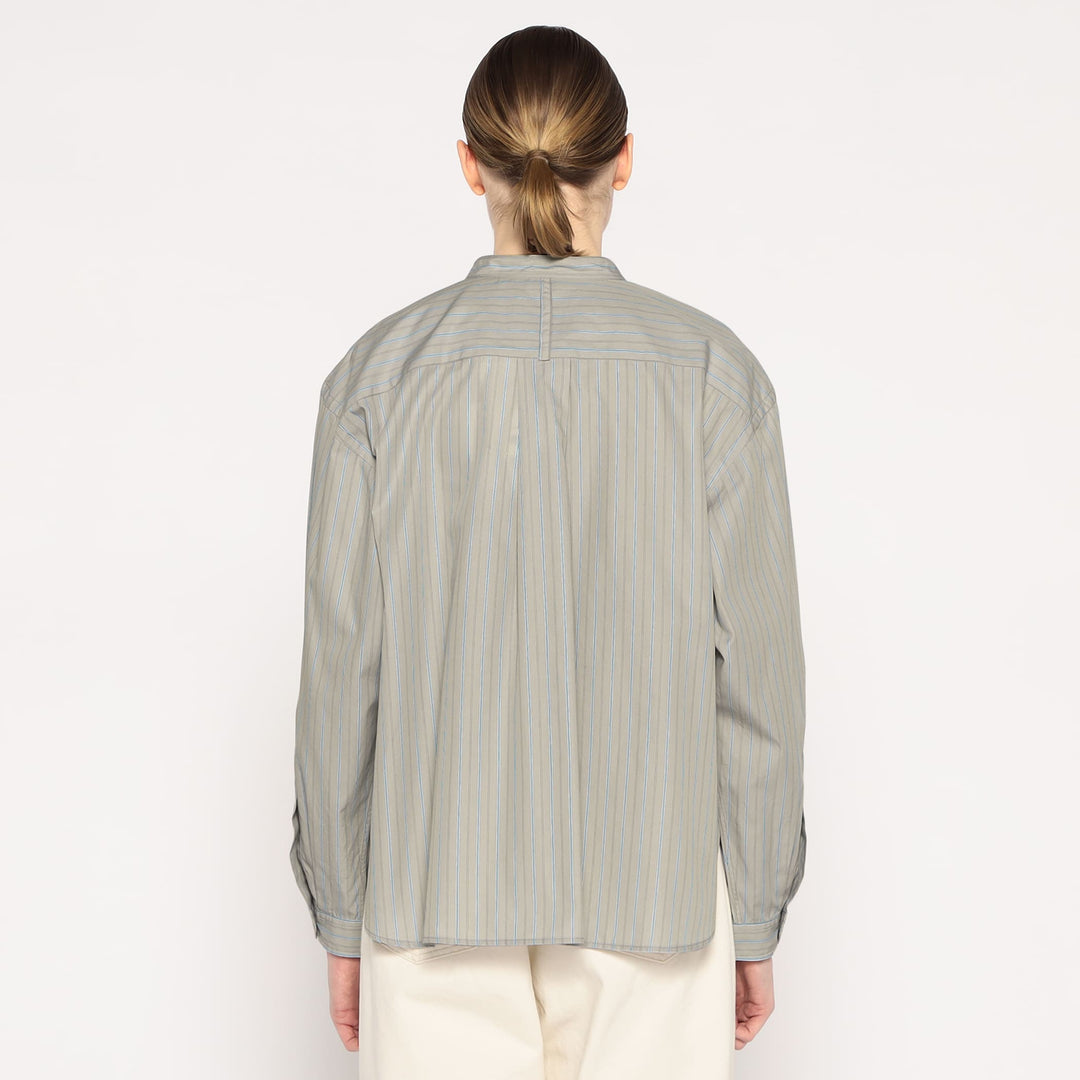 WOMEN'S COTTON POPLIN BAND COLLAR SHIRT