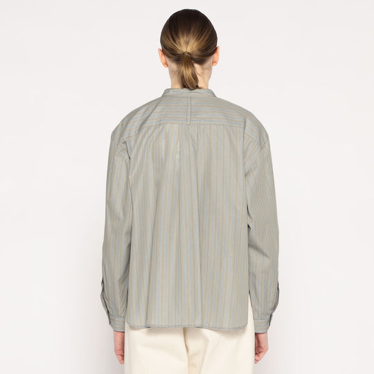 WOMEN'S COTTON POPLIN BAND COLLAR SHIRT