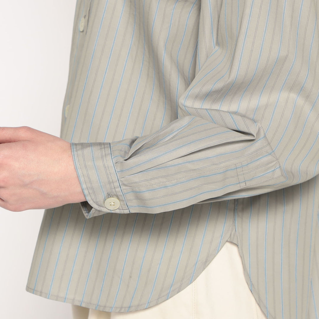 WOMEN'S COTTON POPLIN BAND COLLAR SHIRT