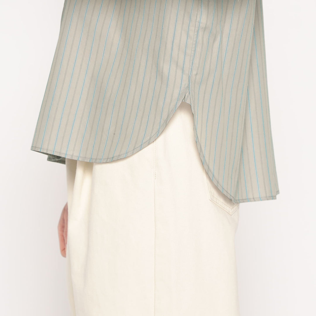 WOMEN'S COTTON POPLIN BAND COLLAR SHIRT