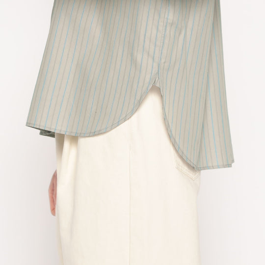 WOMEN'S COTTON POPLIN BAND COLLAR SHIRT