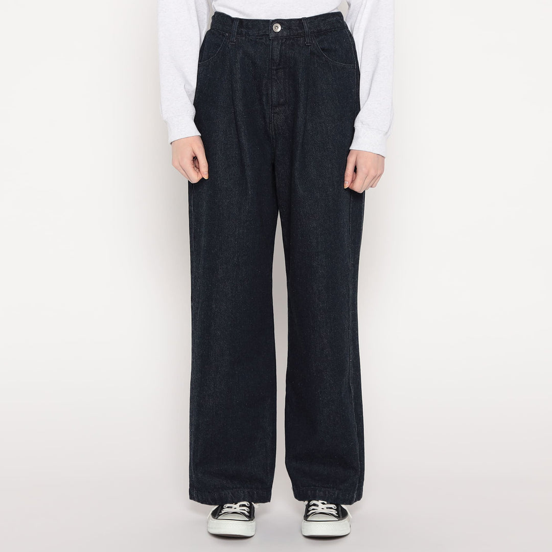 WOMEN'S JAPANESE DENIM TUCK STRAIGHT PANTS