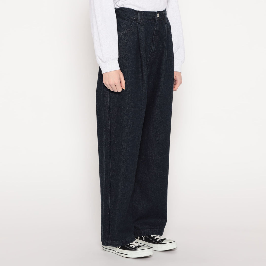 WOMEN'S JAPANESE DENIM TUCK STRAIGHT PANTS