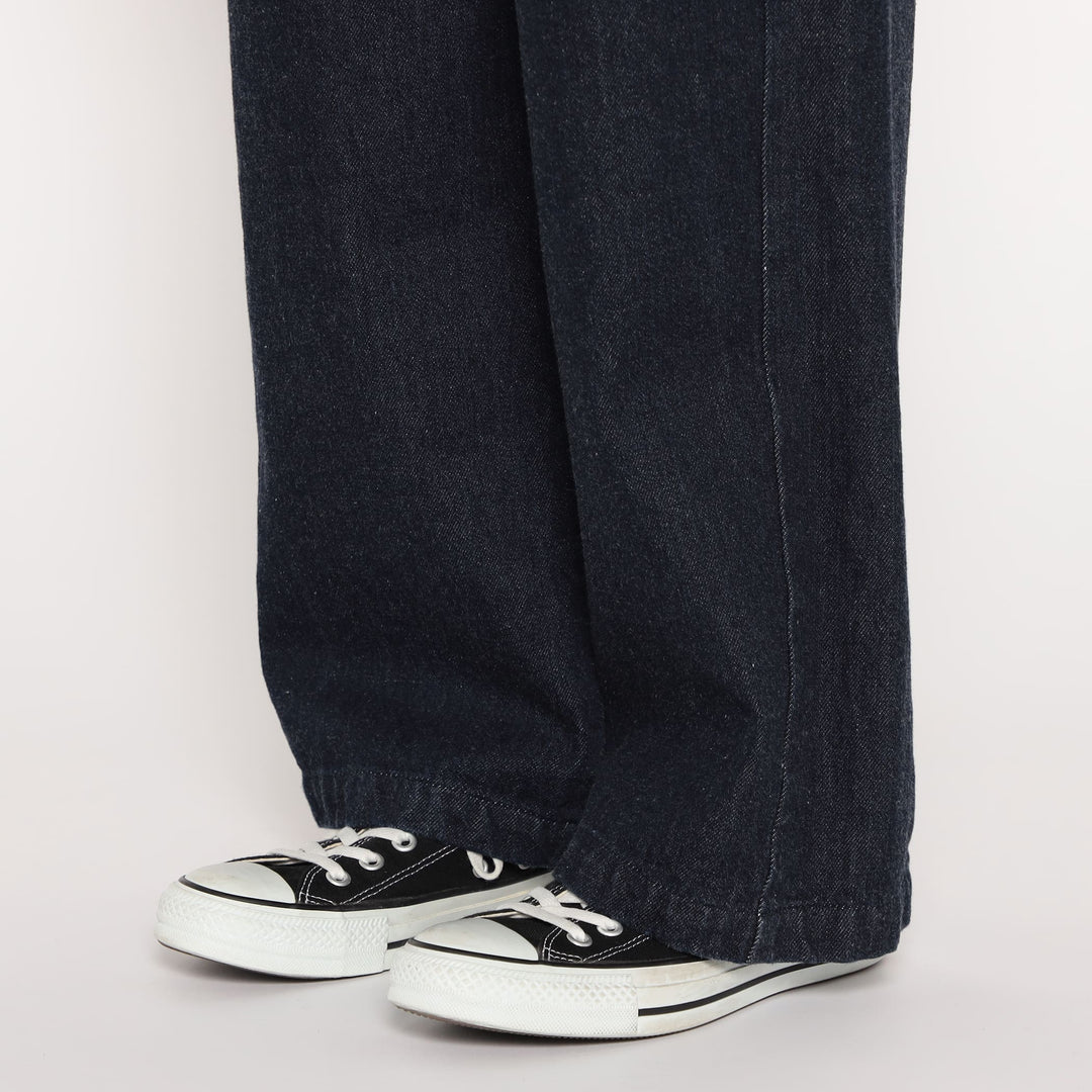 WOMEN'S JAPANESE DENIM TUCK STRAIGHT PANTS