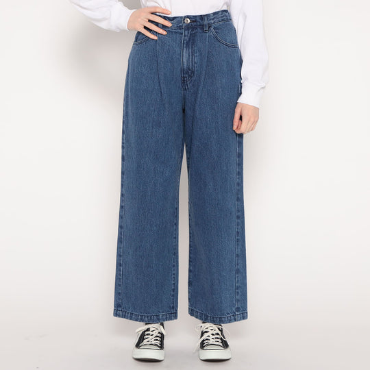 WOMEN'S JAPANESE DENIM TUCK STRAIGHT PANTS