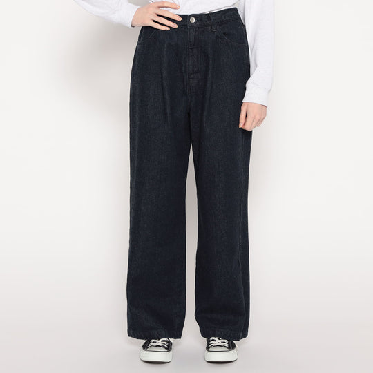 WOMEN'S JAPANESE DENIM TUCK STRAIGHT PANTS