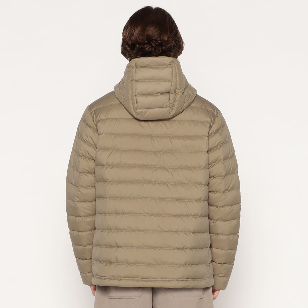 MEN'S NYLON TAFFETA MIDDLE DOWN HOODED JACKET