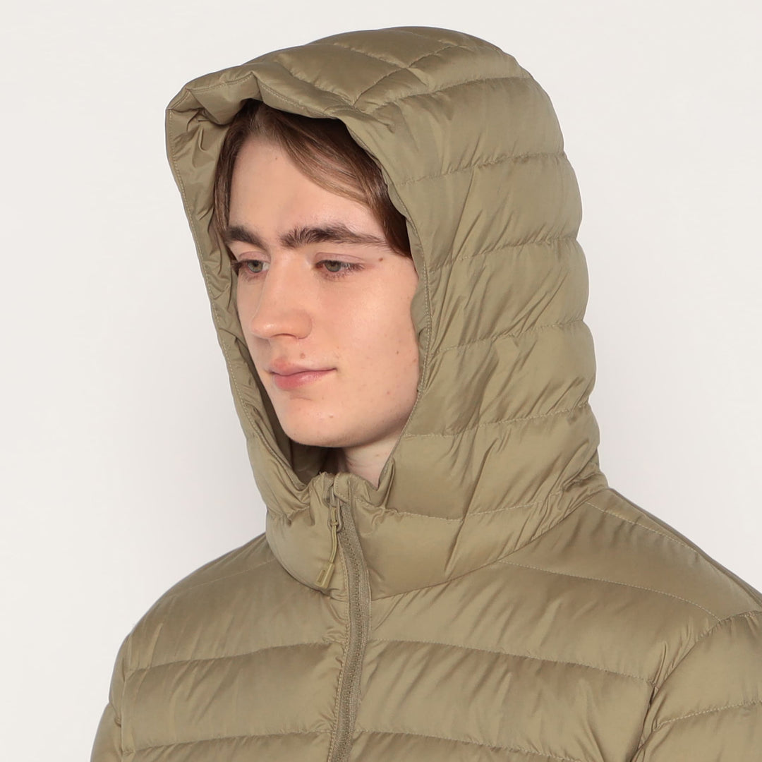 MEN'S NYLON TAFFETA MIDDLE DOWN HOODED JACKET