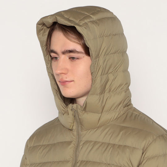 MEN'S NYLON TAFFETA MIDDLE DOWN HOODED JACKET