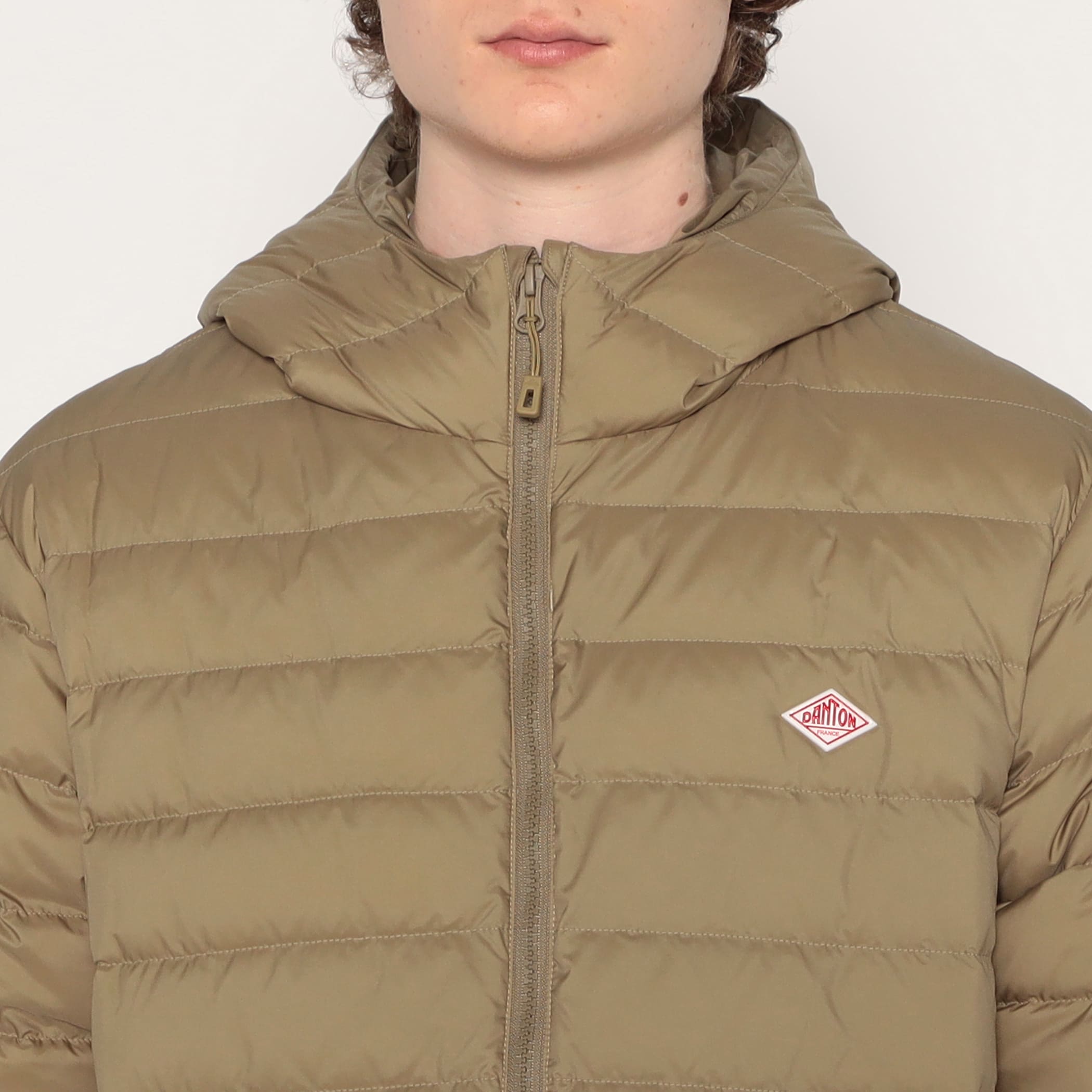 DANTON MEN'S NYLON TAFFETA MIDDLE DOWN HOODED JACKET