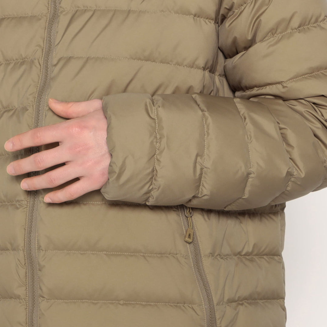 MEN'S NYLON TAFFETA MIDDLE DOWN HOODED JACKET