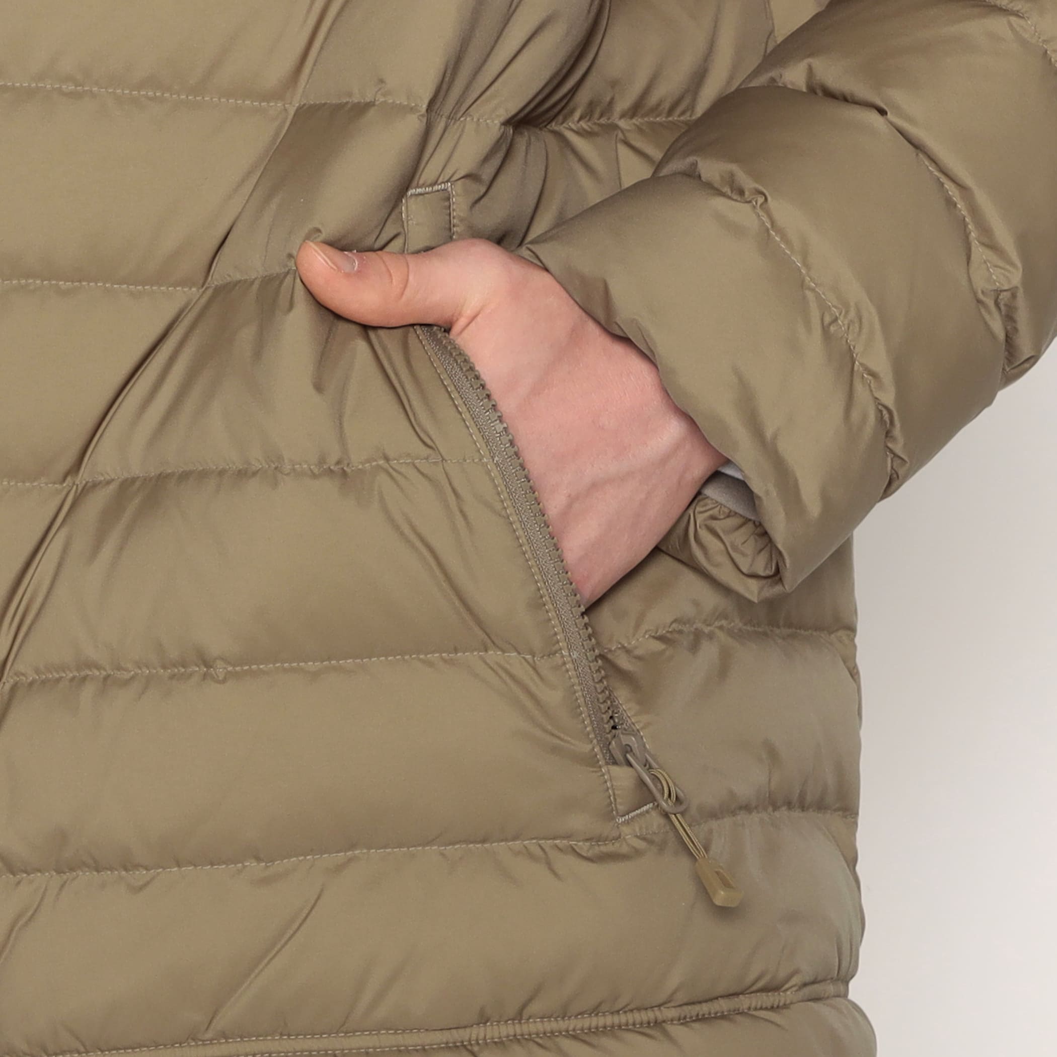 DANTON MEN'S NYLON TAFFETA MIDDLE DOWN HOODED JACKET