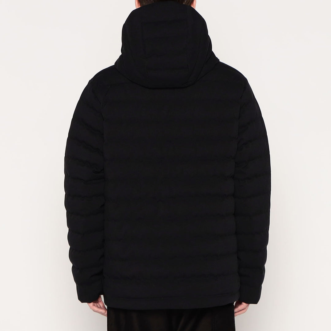 MEN'S WOOL LIKE POLYESTER MIDDLE DOWN HOODED JACKET