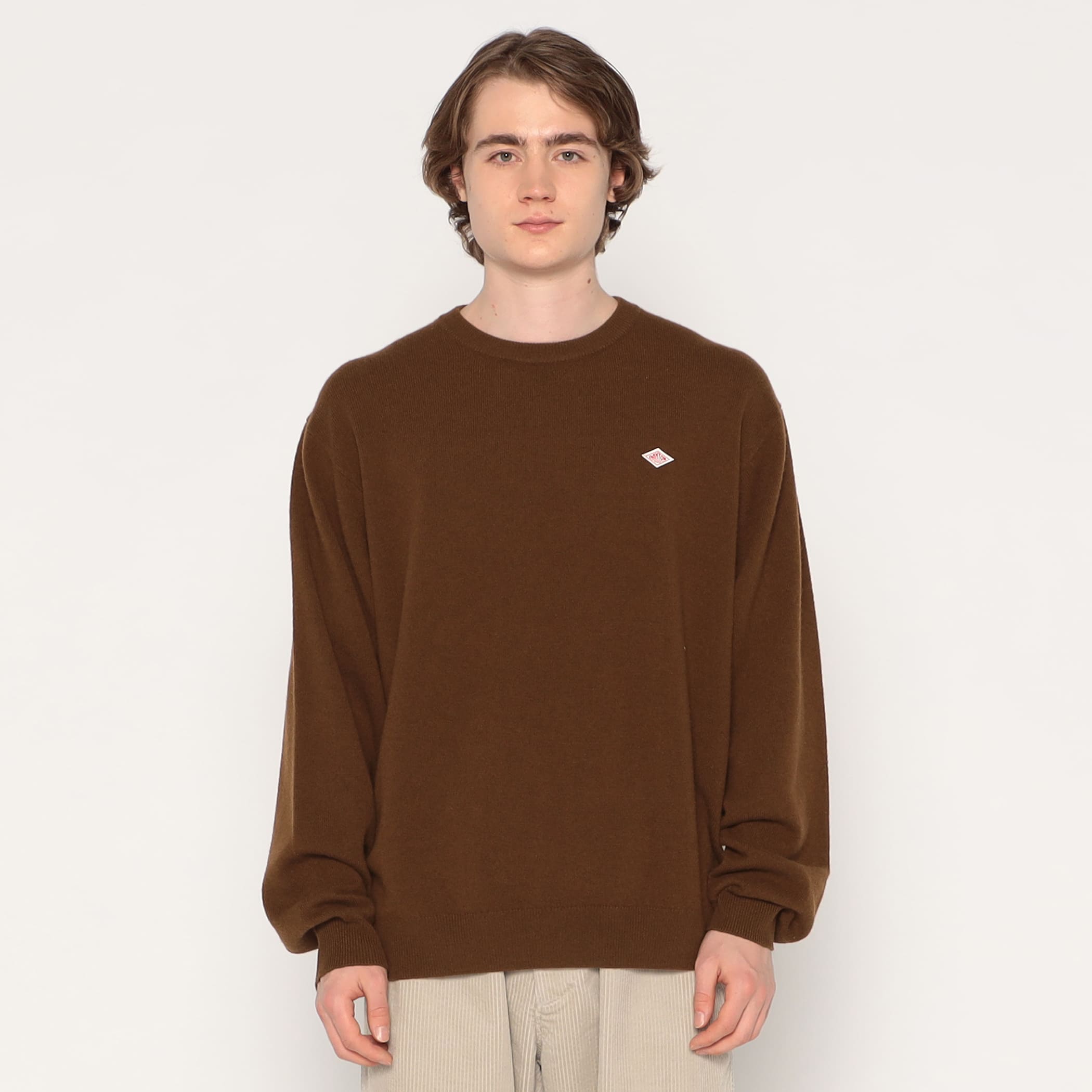 DANTON MEN'S LAMBSWOOL CREW NECK KNIT PULLOVER