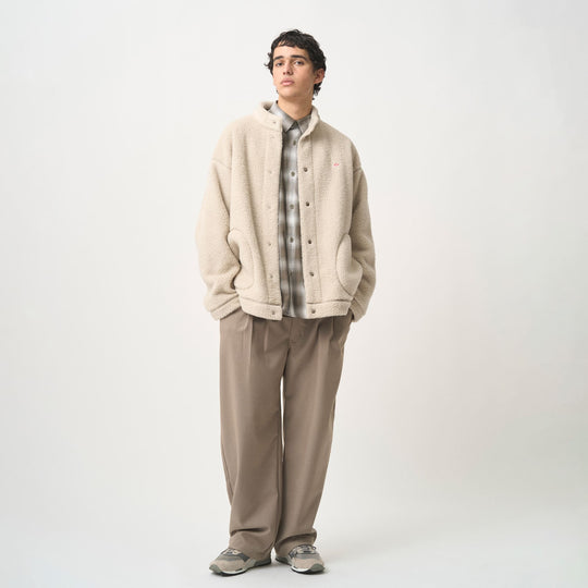 MEN'S DOUBLE FACE BOA STAND COLLAR CARDIGAN