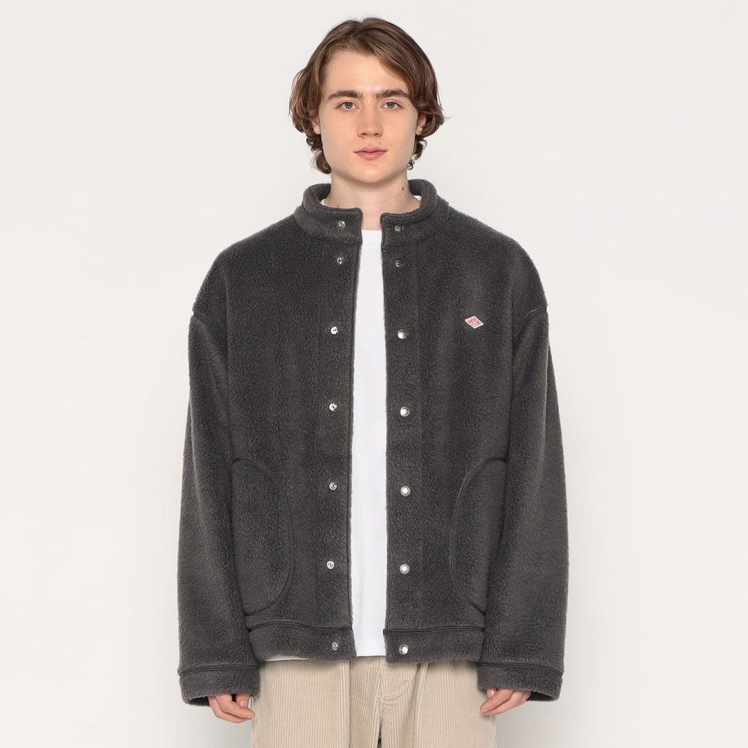 MEN'S DOUBLE FACE BOA STAND COLLAR CARDIGAN