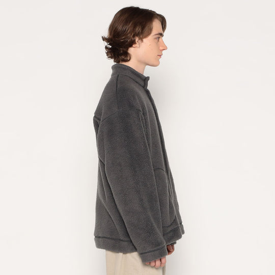 MEN'S DOUBLE FACE BOA STAND COLLAR CARDIGAN