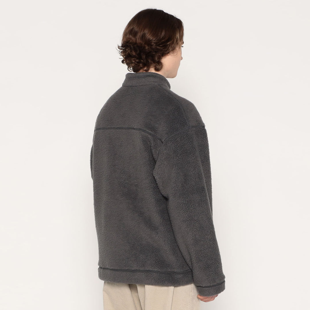 MEN'S DOUBLE FACE BOA STAND COLLAR CARDIGAN