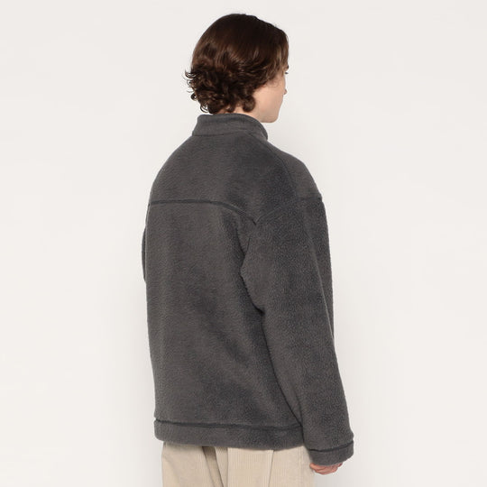 MEN'S DOUBLE FACE BOA STAND COLLAR CARDIGAN