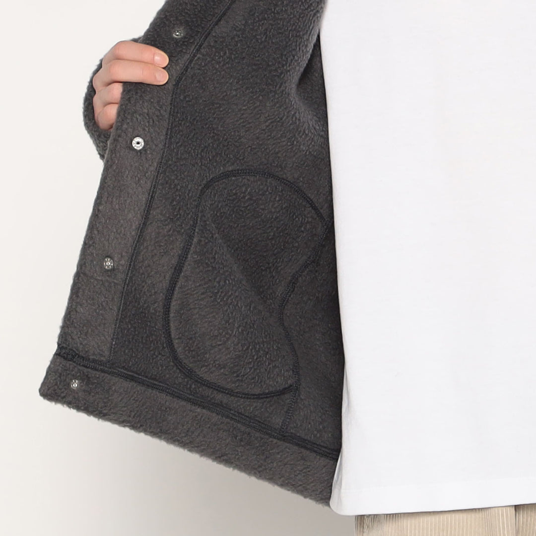 MEN'S DOUBLE FACE BOA STAND COLLAR CARDIGAN