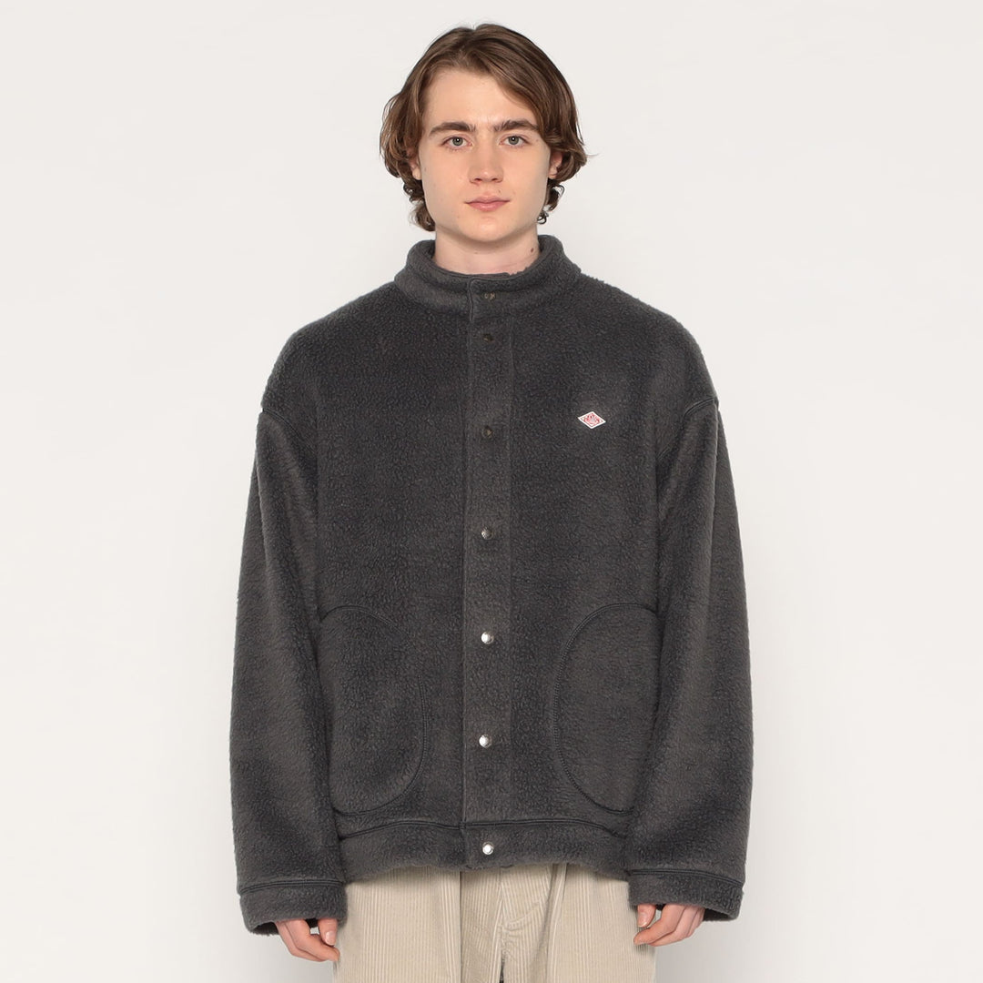 MEN'S DOUBLE FACE BOA STAND COLLAR CARDIGAN