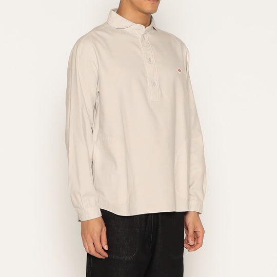 MEN'S COTTON FLANNEL ROUND COLLAR PULLOVER SHIRT