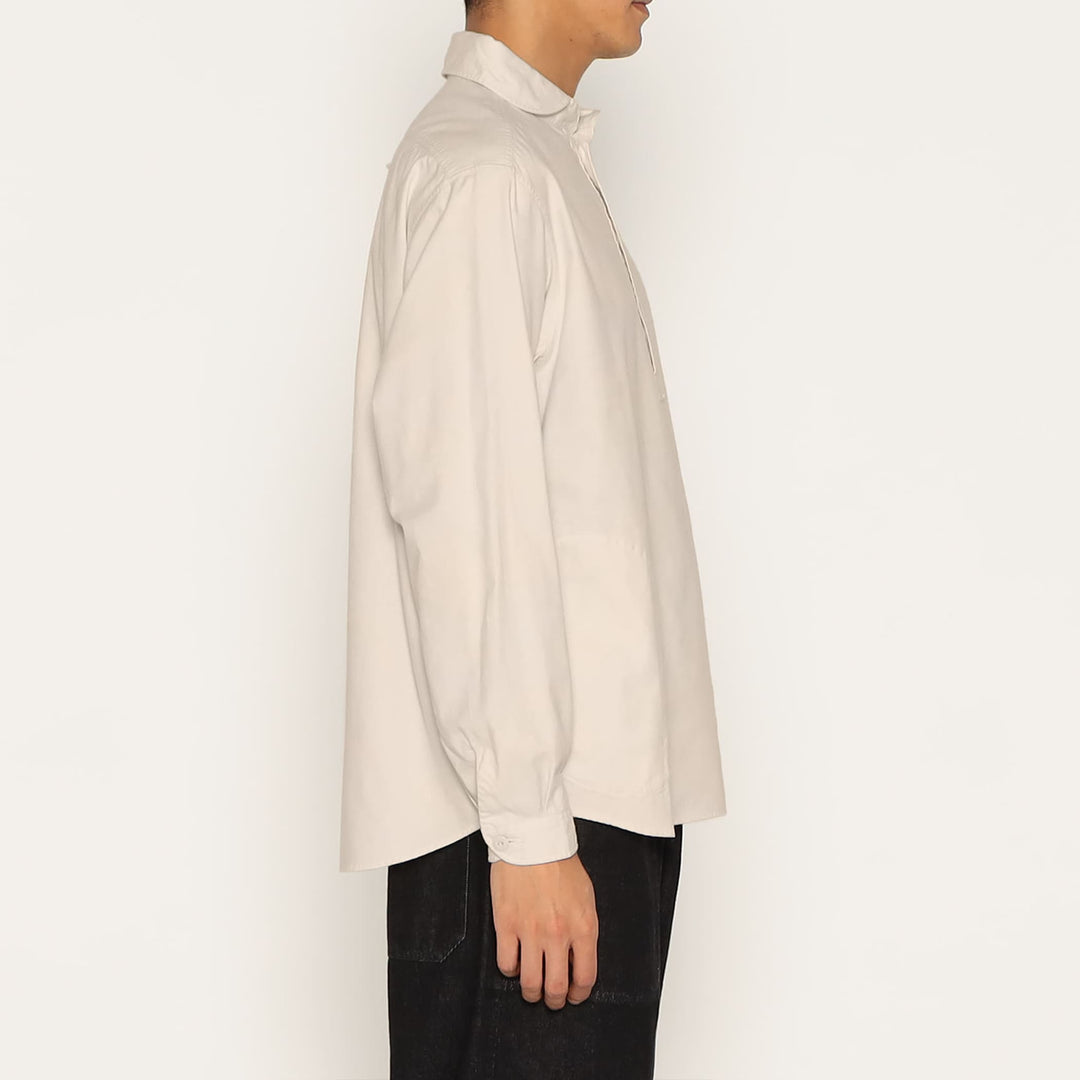 MEN'S COTTON FLANNEL ROUND COLLAR PULLOVER SHIRT