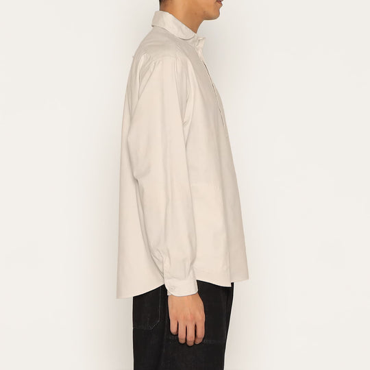 MEN'S COTTON FLANNEL ROUND COLLAR PULLOVER SHIRT