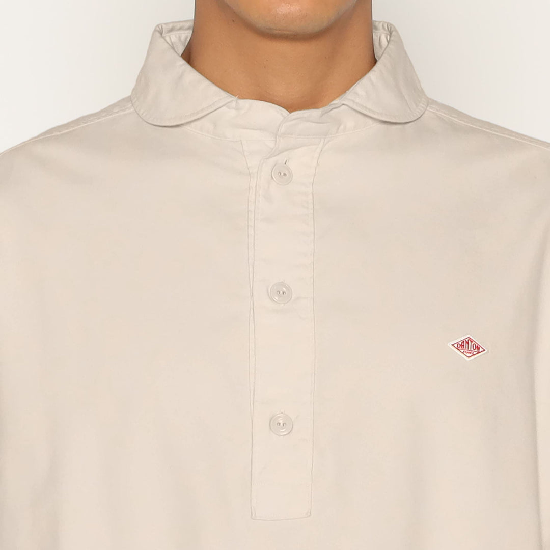 MEN'S COTTON FLANNEL ROUND COLLAR PULLOVER SHIRT