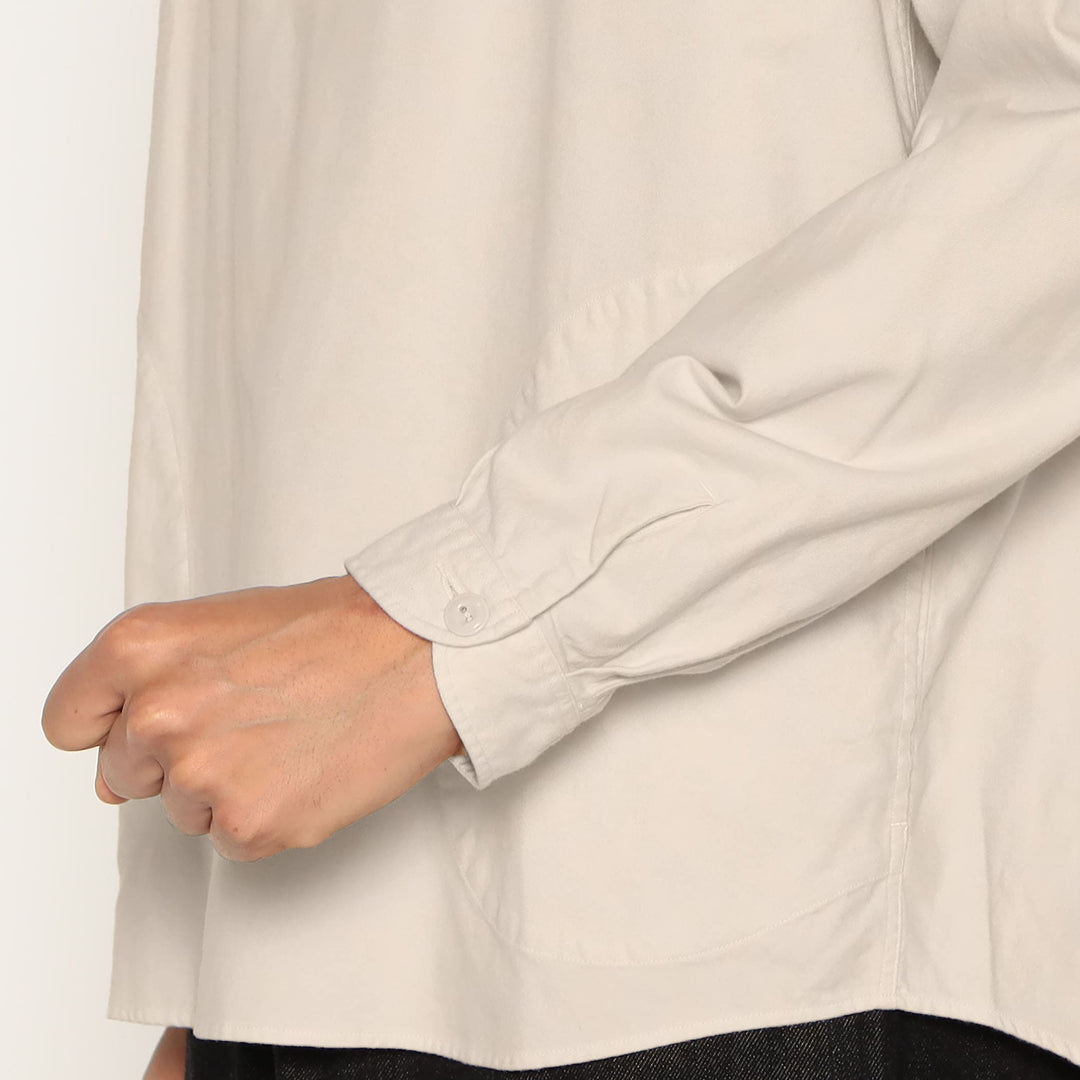 MEN'S COTTON FLANNEL ROUND COLLAR PULLOVER SHIRT