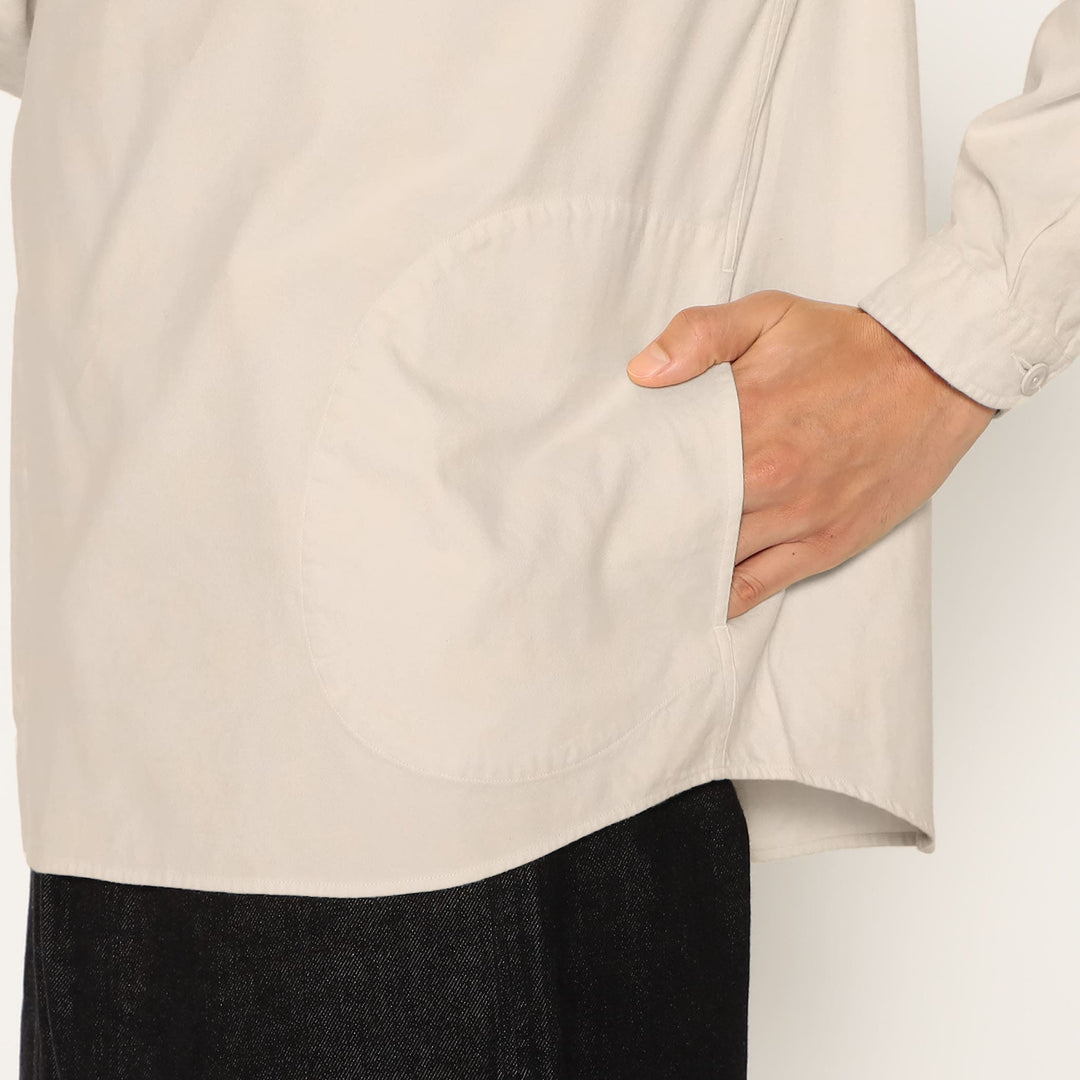 MEN'S COTTON FLANNEL ROUND COLLAR PULLOVER SHIRT