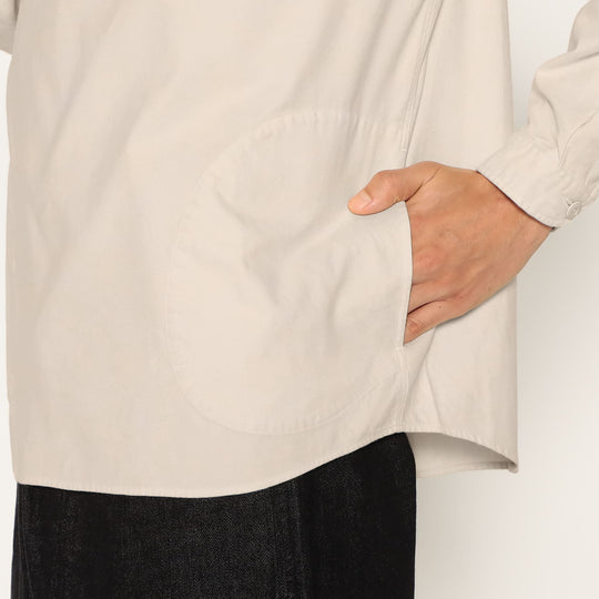 MEN'S COTTON FLANNEL ROUND COLLAR PULLOVER SHIRT