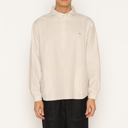 MEN'S COTTON FLANNEL ROUND COLLAR PULLOVER SHIRT