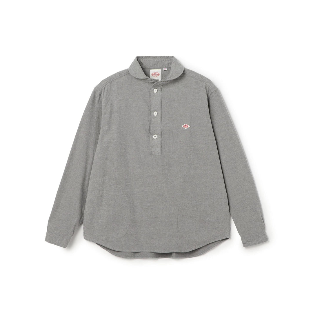 MEN'S COTTON FLANNEL ROUND COLLAR PULLOVER SHIRT