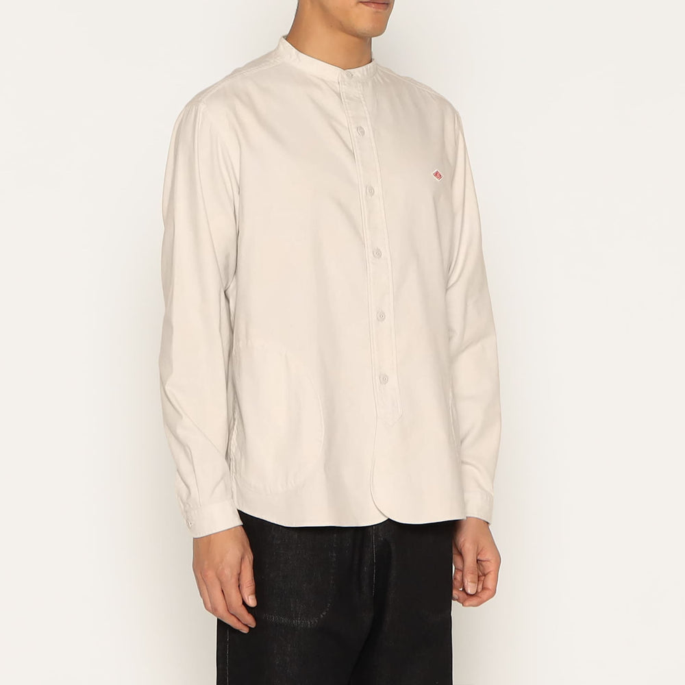 MEN'S COTTON FLANNEL BAND COLLAR SHIRT