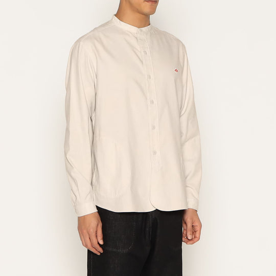 MEN'S COTTON FLANNEL BAND COLLAR SHIRT