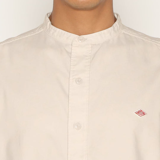 MEN'S COTTON FLANNEL BAND COLLAR SHIRT