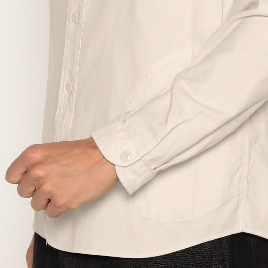 MEN'S COTTON FLANNEL BAND COLLAR SHIRT