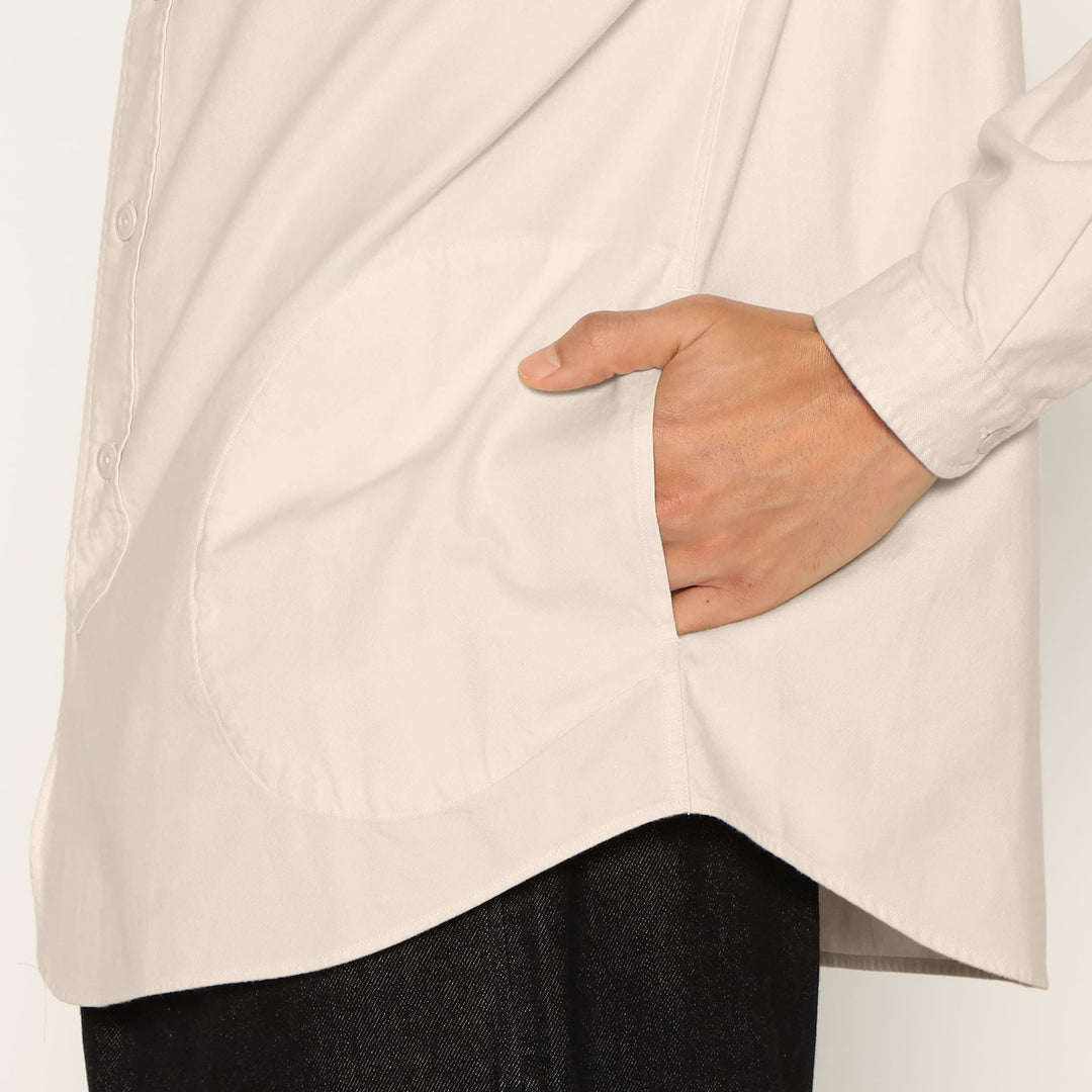 MEN'S COTTON FLANNEL BAND COLLAR SHIRT