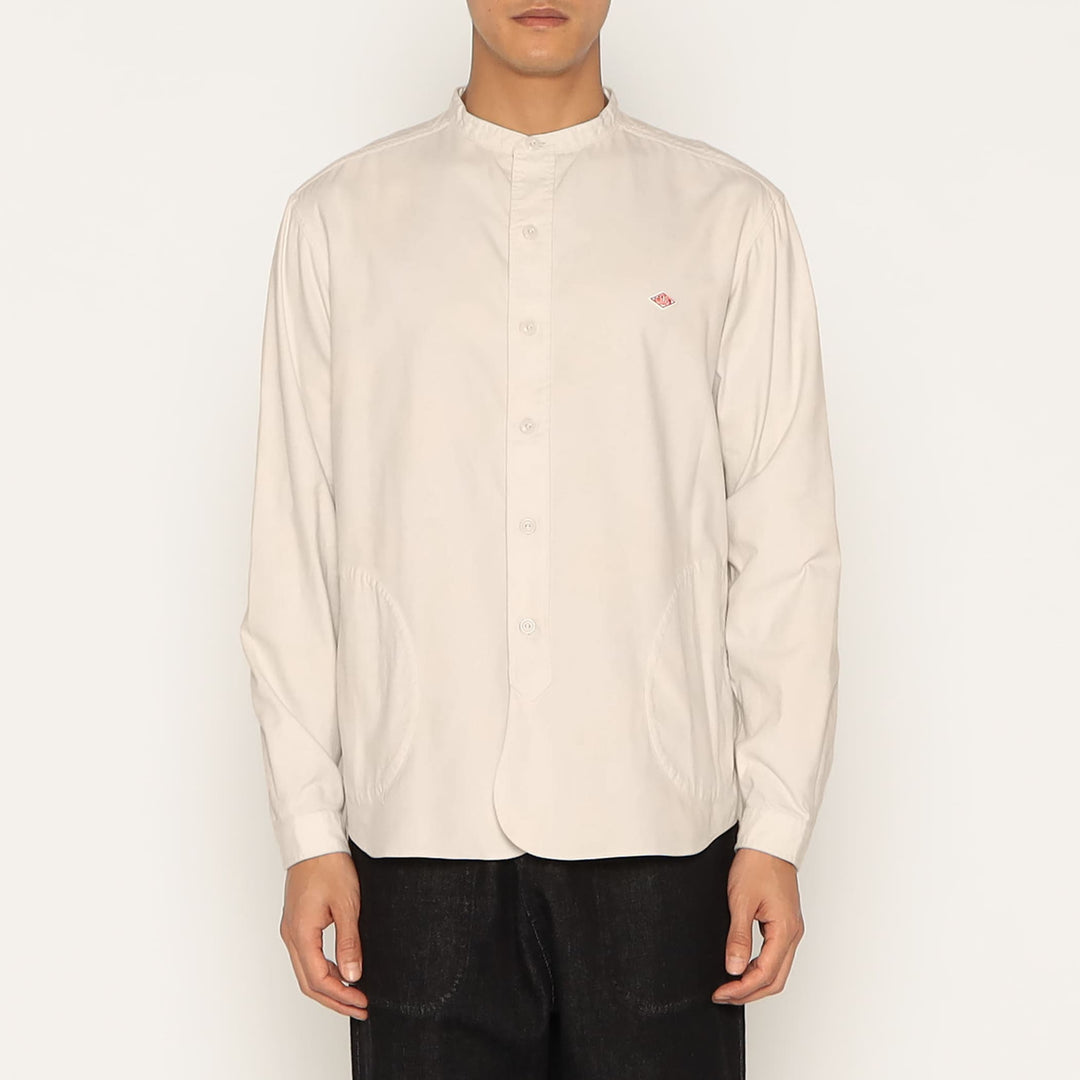 MEN'S COTTON FLANNEL BAND COLLAR SHIRT