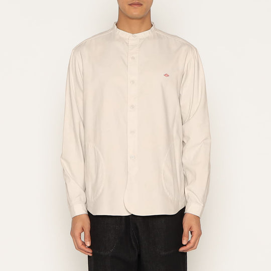 MEN'S COTTON FLANNEL BAND COLLAR SHIRT