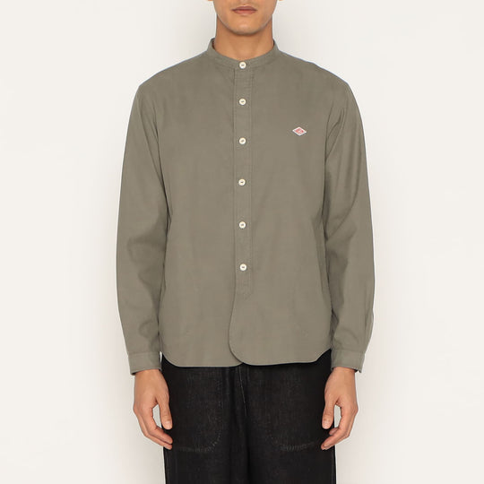 MEN'S COTTON FLANNEL BAND COLLAR SHIRT