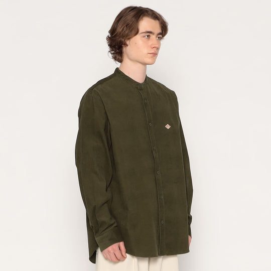 MEN'S CORDUROY BAND COLLAR SHIRT