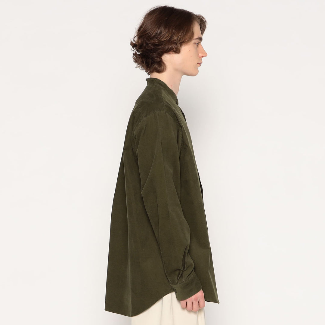 MEN'S CORDUROY BAND COLLAR SHIRT