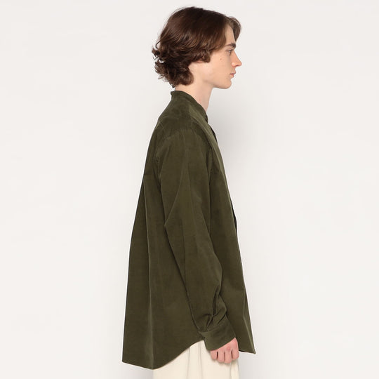 MEN'S CORDUROY BAND COLLAR SHIRT