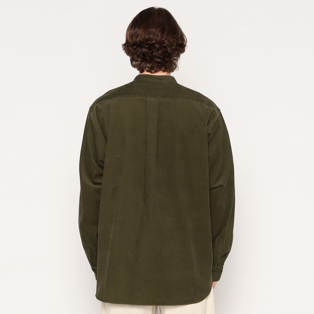 MEN'S CORDUROY BAND COLLAR SHIRT