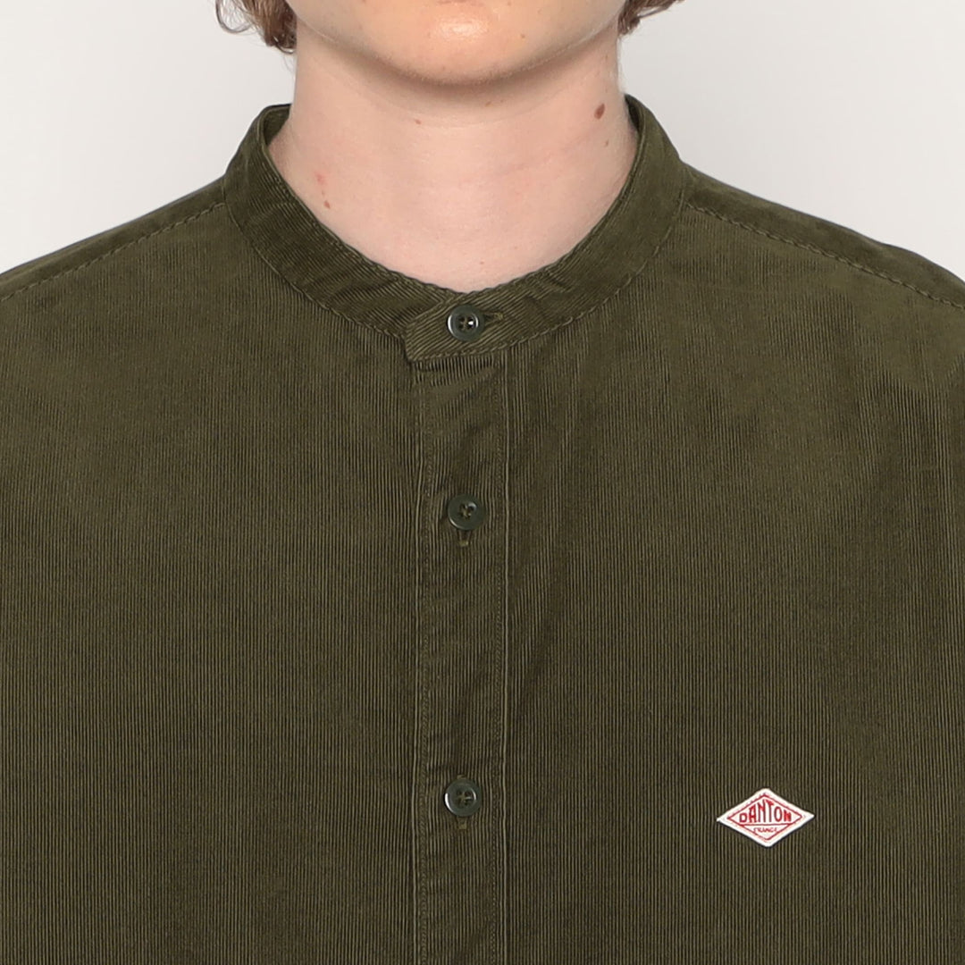 MEN'S CORDUROY BAND COLLAR SHIRT