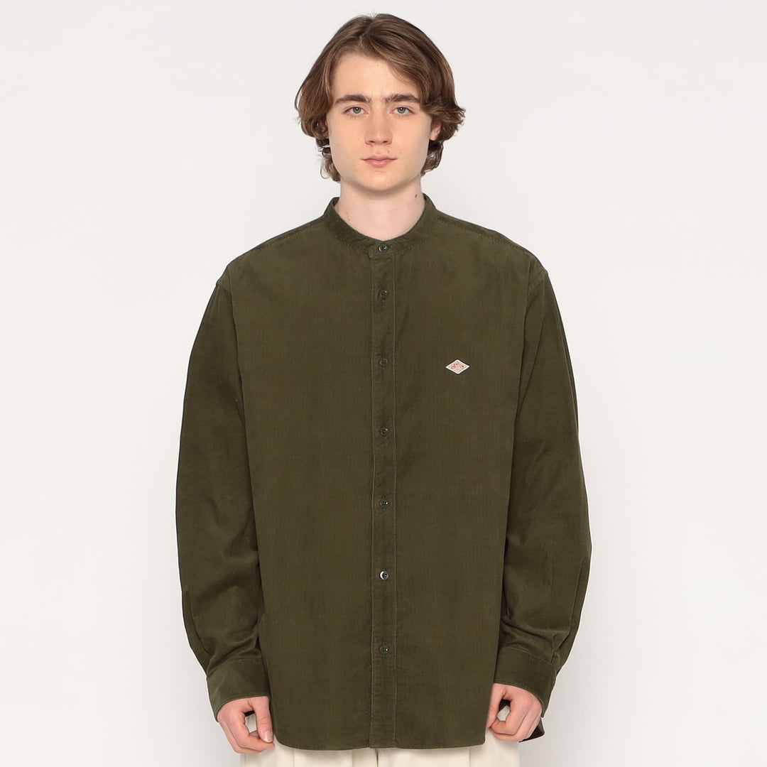 MEN'S CORDUROY BAND COLLAR SHIRT