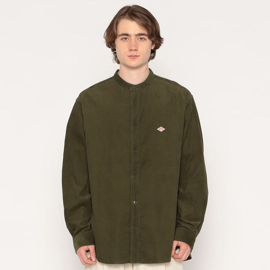 MEN'S CORDUROY BAND COLLAR SHIRT