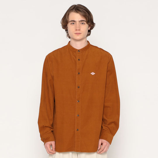 MEN'S CORDUROY BAND COLLAR SHIRT
